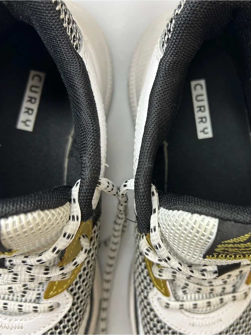 Curry Under Armour Kids White Black Gold Sneakers